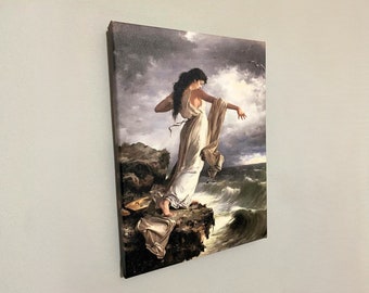 Death of Sappho by Miguel Carbonell Selva Canvas Art Print, Mythology Wall Art, Island of Lesbos, Reproduction Canvas Art, Modern Home Decor