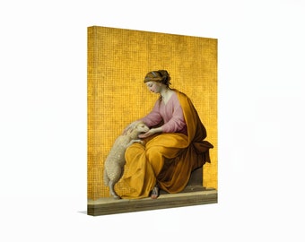 Eustache Le Sueur - Meekness 1610 Canvas Art, Religious Wall Art, Lamb Print, Religious Decor, Reproduction Canvas Art, READY TO HANG!