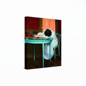 Ramon Casas - Arte en lienzo cansado, Arte de mujer melancólica, Arte de pared de retrato, Arte de pared de Ramon Casas, Decoración del hogar en lienzo de reproducción, ¡listo para colgar!