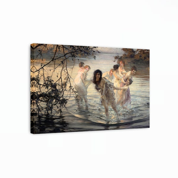 Paul Émile Chabas - Les nymphes de danse Canvas Art, Peinture mythologique, Les nymphes Print, Reproduction Canvas Home Decor, Prêt à accrocher