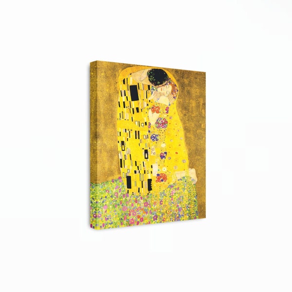 Gustav Klimt - Der Kuss Leinwand Kunst, Jugendstil Druck, Liebe Kunst, Berühmte Gemälde, Klimt Wand Kunst, Reproduktion Leinwand Kunst, Wohnzimmer Dekor