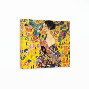 Woman with fan by Gustav Klimt Canvas Art, Art Nouveu, Klimt Painting, Portrait Woman, Reproduction Canvas Print, Giclee Wall Art,Modern Art