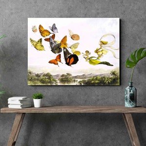 Richard Doyle - The Fairy Queen Takes an Airy Drive in a Light Carriage Canvas Art, Butterflies Art, Fairy Print, Reproduction Canvas Print
