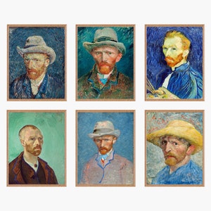 Vincent Van Gogh Set of 6 Art Prints, Self-Portrait Poster, Famous Painting, Van Gogh Poster, Van Gogh Wall Art, Modern Home Decor
