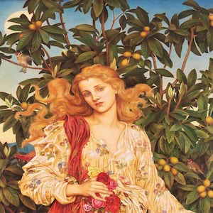Flora 1894 by Evelyn De Morgan Canvas Art,Mythological Wall Art,Allegory Art,Reproduction Canvas Print, Mythological Print,Modern Home Decor