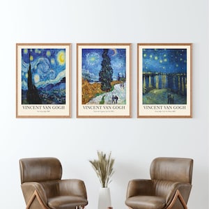Vincent Van Gogh Prints Set of 3 - Van Gogh Poster, Museum Exhibition Poster,Museum Wall Art, Van Gogh Paintings, Van Gogh Modern Home Decor