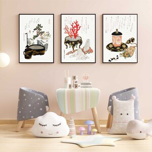 Set di 3 stampe artistiche di Katsushika Hokusai - Poster giapponese, stampa di rami di corallo, arte murale di Hokusai, stampa giapponese, poster di Hokusai, arte murale giapponese
