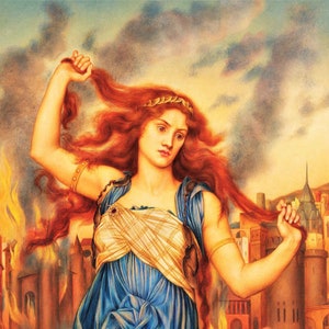 Evelyn De Morgan Canvas Art, Cassandra Print, Arte Mitológica em Tela, Arte Mitológica em Parede, Arte Romantismo, Reprodução em Tela Decoração para Casa