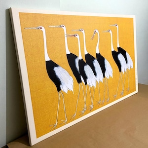 Japanese Red Crown Cranes by Ogata Korin Canvas Art,Japanese Flock of Bird Print,Bird Wall Art,Japanese Wall Art,Asian Art,Reproduction Art