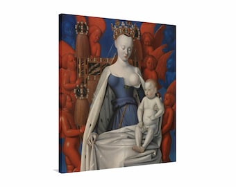 The Virgin and Child with Angels 1452 by Jean Fouquet Canvas Wall Art, Reproduction Canvas Wall Art, Famous Painting, Religious Art