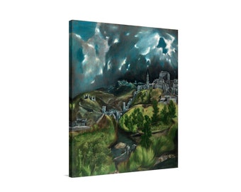 El Greco - View of Toledo Canvas Art, Landscape Reproduction Wall Decor