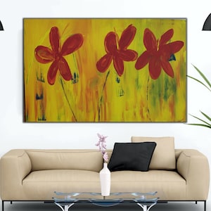 Red Flower Canvas Art | Floral Decor, Red Flower Wall Art, Flower Large Wall Decor, Red Flower Print, Large Canvas Print, Modern Home Decor