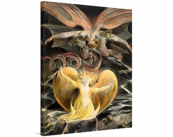 William Blake - The Great Red Dragon and the Woman Clothed with Sun Canvas Art, William Blake Canvas, Reproduction Canvas Home Decor