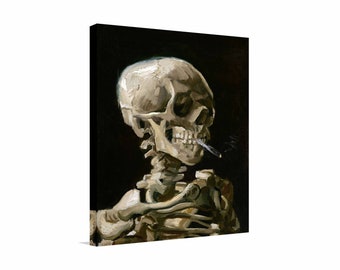 Van Gogh Skull Canvas Art – Head of a Skeleton with Burning Cigarette