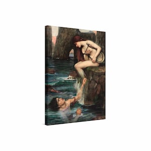 John William Waterhouse - The Siren Canvas Art, Art Nouveau, Pre Raphaelite, Waterhouse Wall Art, Waterhouse Painting, Reproduction Canvas