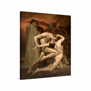 William Adolphe Bouguereau - Dante and Virgil in Hell Canvas Wall Art,Bouguereau Print,Bespoke Famous Artwork,Reproduction Canvas Home Decor