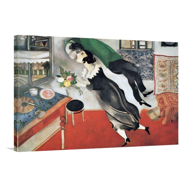 Marc Chagall - The Birthday 1915 Canvas Art,Naive Art, Marc Chagall Canvas,Romantizm,The Kiss,Reproduction Canvas Home Decor, READY TO HANG!