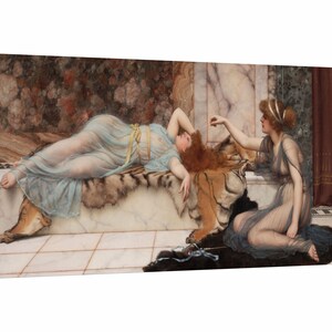 John William Godward - Mischief and Repose 1895 Canvas Wall Art, Famous Artwork,Godward Prints,Reproduction Canvas Home Decor,Ready To Hang!