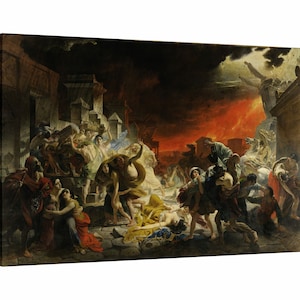 Karl Bryullov - The Last Day of Pompeii 1833 Canvas Wall Art, Volcano Apocalypse,Karl Bryullov Reproduction Canvas Home Decor,Ready To Hang!