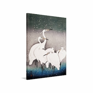 Group of Egrets 1925 by Ohara Koson Canvas Print, Japanese Canvas Art, Ohara Kason Reproduction Canvas, Nature Decor, Bird Flock Painting,