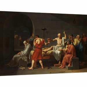 Jacques Louis David - de dood van Socrates canvas muurkunst, beroemd schilderij, Socrates schilderij, filosofie schilderij, reproductie canvas