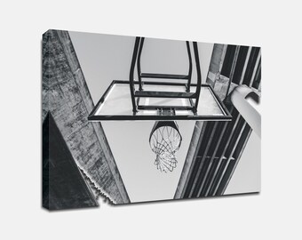 Black and White Basketball Canvas Print: Modern Sport Wall Art