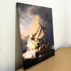 The Storm on the Sea of Galilee 1633 by Rembrandt van Rijn Canvas Wall Art,Rembrandt Canvas Print,Famous Painting,Seascape Reproduction Art