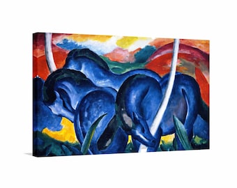 Franz Marc Blue Horses Canvas Art, Expressionist Animal Painting