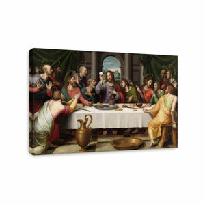 La Última Cena de Juan de Juanes, Arte en lienzo, Arte religioso, Pintura famosa, Arte cristiano, Lienzo religioso, Reproducción en lienzo, Decoración del hogar