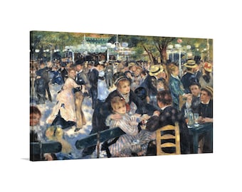 May include: A painting depicting a lively outdoor gathering of people in a park setting. The scene is filled with vibrant colors, including shades of green, blue, and red. The people are dressed in fashionable attire, and some are dancing while others are seated at tables enjoying refreshments. The painting captures the energy and excitement of a social event.