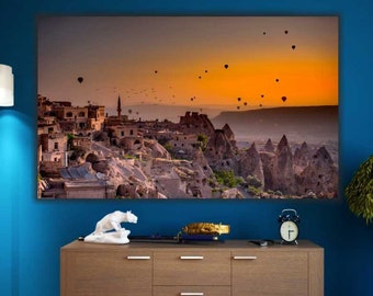 Cappadocia Wall Art | Hot Air Balloons Wall Art, Home Decor, Landscape Canvas Art, Landscape Interior Decor, Sunset Print, Sunrise Poster