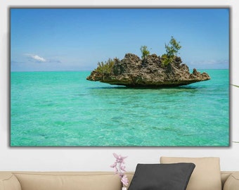 Canvaskunst tropische oceaan: luchtfoto zeegolfafdruk
