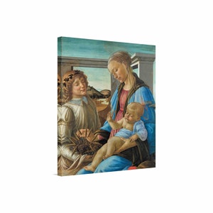 Sandro Botticelli - Virgin and Child with an Angel Canvas Art, Madonna dell&#39;Eucaristia, Botticelli Wall Art,  Reproduction Canvas Home Decor