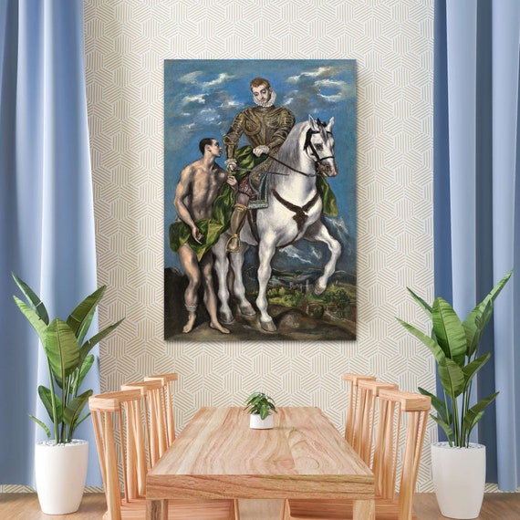 エル・グレコ - 聖マルティヌスと乞食 キャンバスアート、宗教的な壁