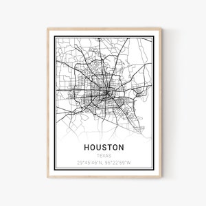 Houston City Map Print | Texas Maps, Houston Map Print, Houston Print, Houston Wall Art, Houston Canvas Art, Houston Decor, Office Decor