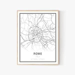 Rome City Map Print | Italy Maps, Rome Map Print, Rome Print, Rome Wall Art, Rome Canvas Art, Travel Wall Art, Home Office Decor