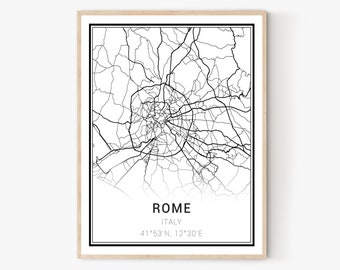 Rome City Map Print | Italy Maps, Rome Map Print, Rome Print, Rome Wall Art, Rome Canvas Art, Travel Wall Art, Home Office Decor