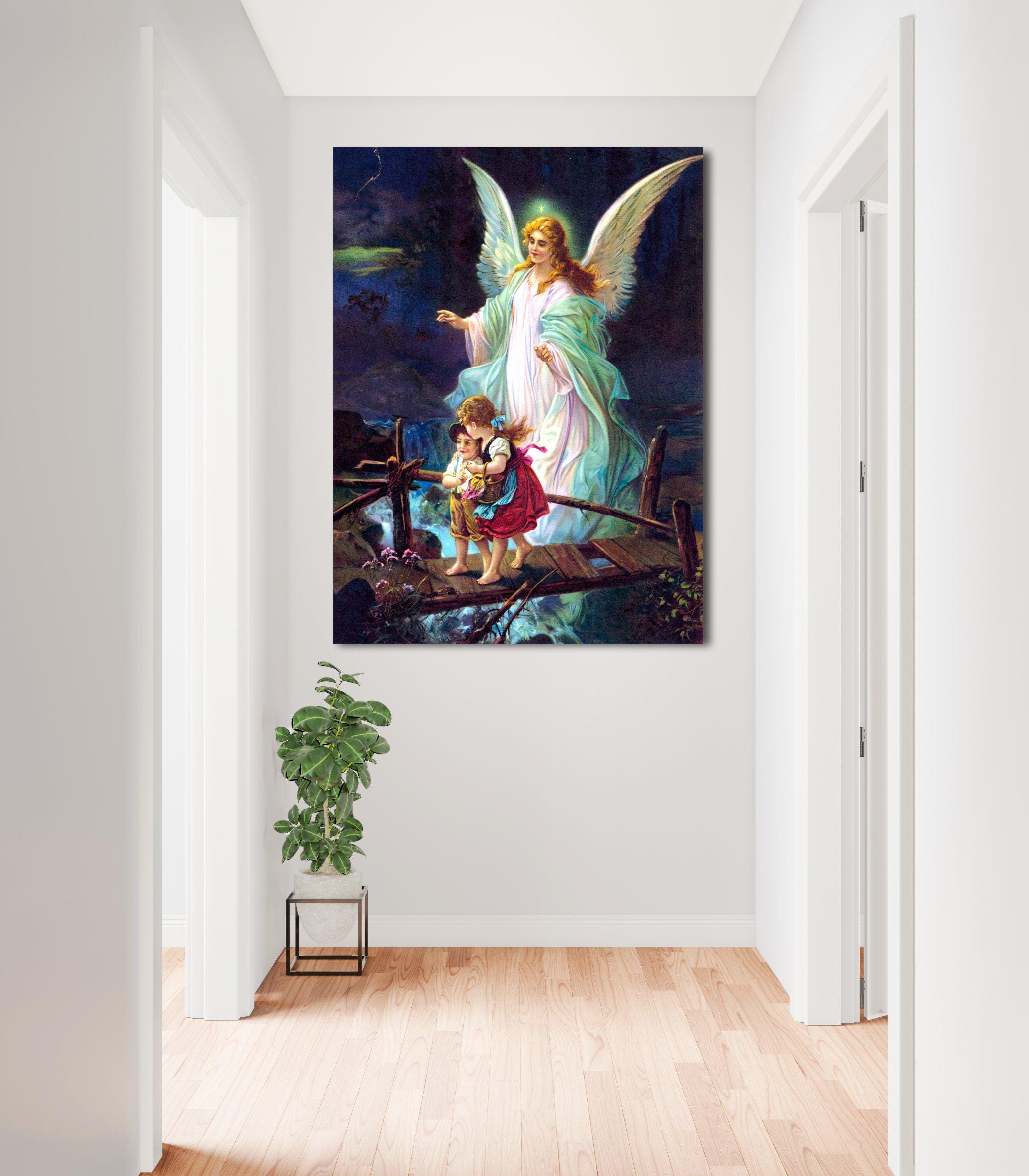 【超希少 】シャスタ購入 Angel of Bliss 天使アート Guardian Angel by H. Zabateri Lindbergh Canvas Art | Religious