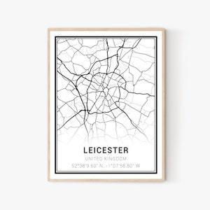 Leicester Stadt Karte Drucken | England Maps, Leicester Kartendruck, Leicester Druck, Leicester Wandkunst, Leicester Leinwand Kunst, Leicester Dekor