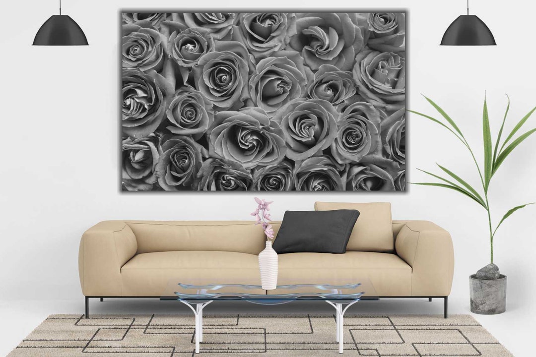 Black and White Rose Canvas Print: Floral Wall Art Decor - Etsy
