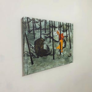 Hugo Simberg 'Fear in the Woods' Canvas Print: Witch & Bear Forest Art, Ready To Hang!