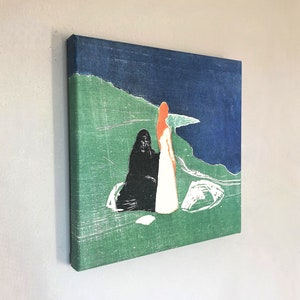 Edvard Munch - Two Women on the Shore (1898) Canvas Art,Edvard Munch Print,Edvard Munch Wall Art,Munch Exhibition Print,Reproduction Canvas