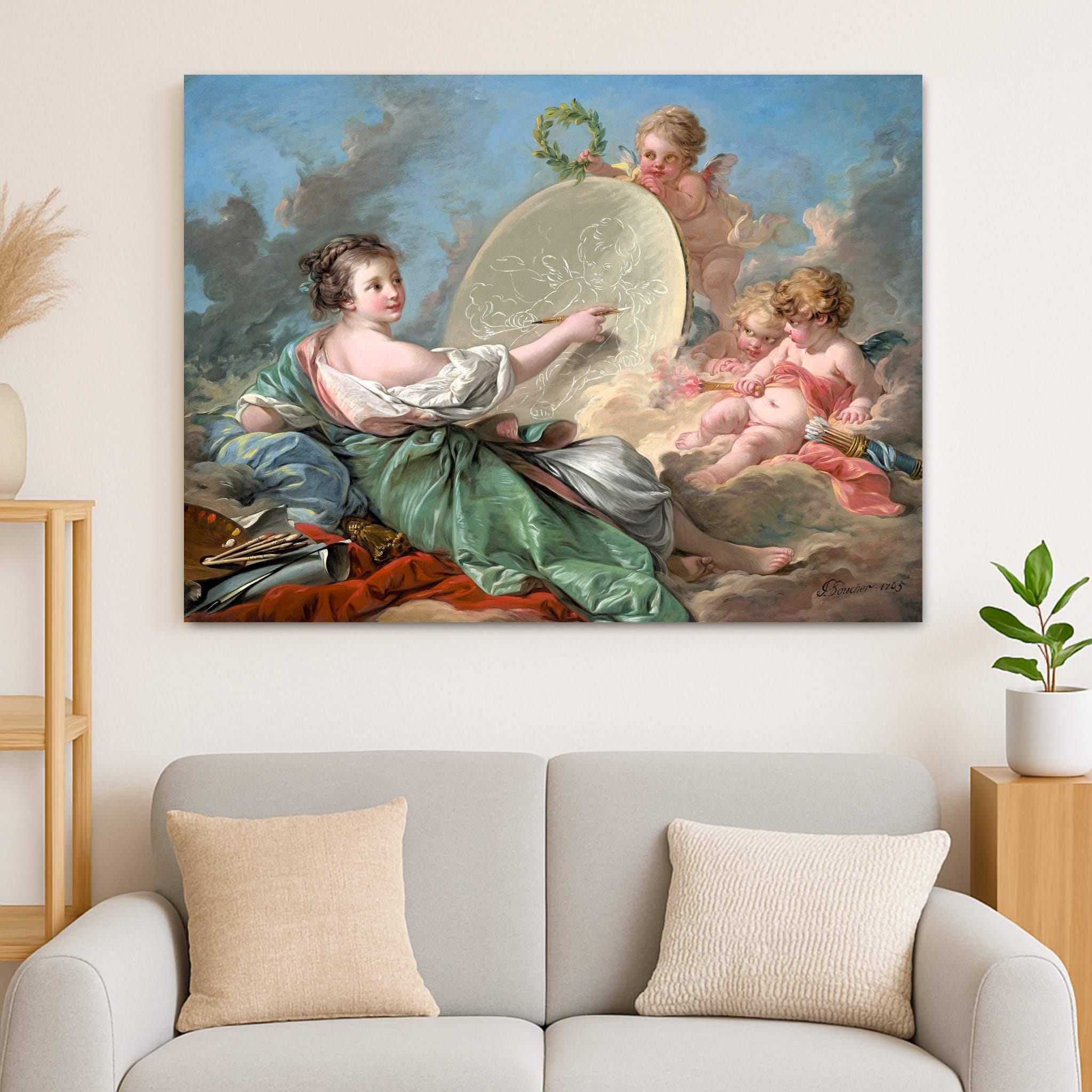 フランソワ・ブーシェ ロココ キャンバスプリント：絵画の寓意、古典