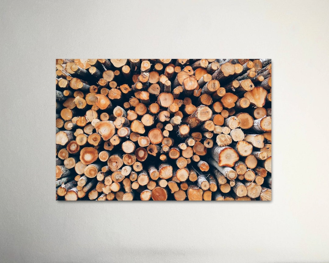 Log Pile Canvas Print: Rustic Farmhouse Wall Art - Etsy