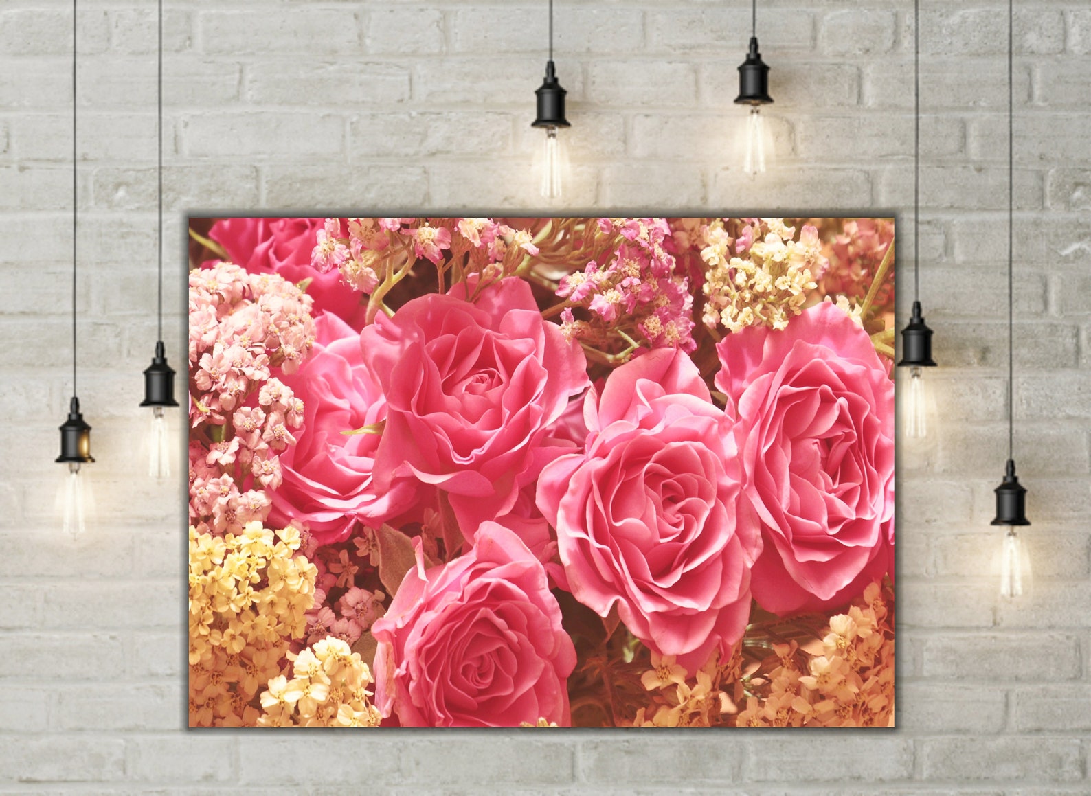 Pink Rose Print Floral Decor Rose Wall Art Flower Large Etsy