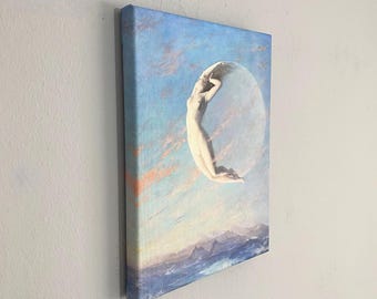 Albert Aublet 作「Selene Woman and Moon」キャンバスアート、すぐに