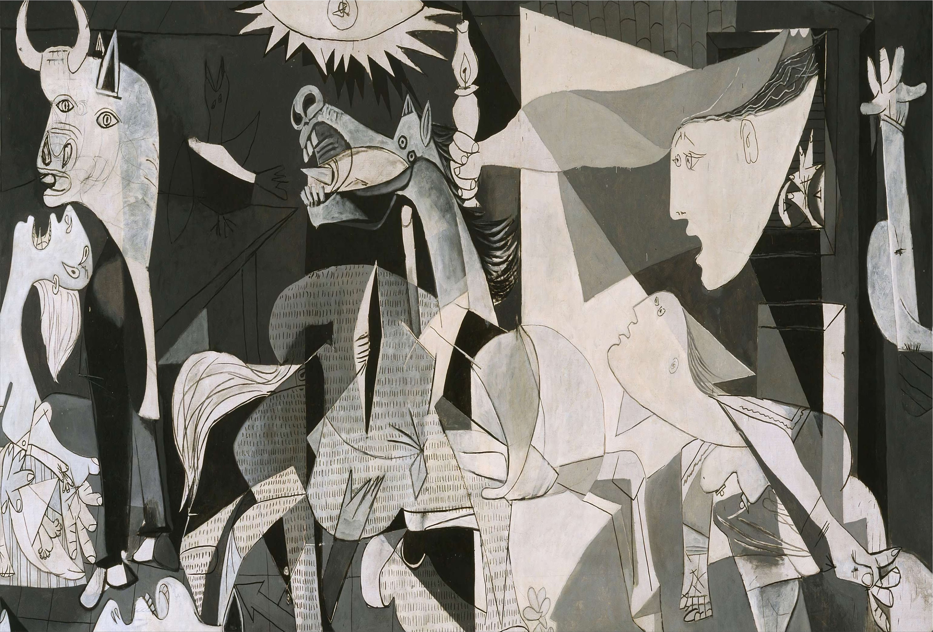 ピカソ「ゲルニカ」キャンバスアート、有名な絵画の複製、すぐに掛け