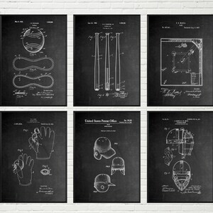 Lot de 6 imprimés baseball brevets vintage | Impressions artistiques baseball, impression baseball, décoration de chambre d'enfant baseball, décoration baseball, cadeaux baseball