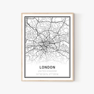 London City Map Druck | Vereinigtes Königreich Karten, London Karte, London Druck, London Wandkunst, London Leinwand Kunst, Haus Büro Wanddekoration