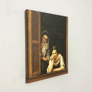 Two Women at a Window - Bartolomé Esteban Murillo Canvas Art, Famous Painting, Baroque Art, Reproduction Canvas Print, Modern Home Decor